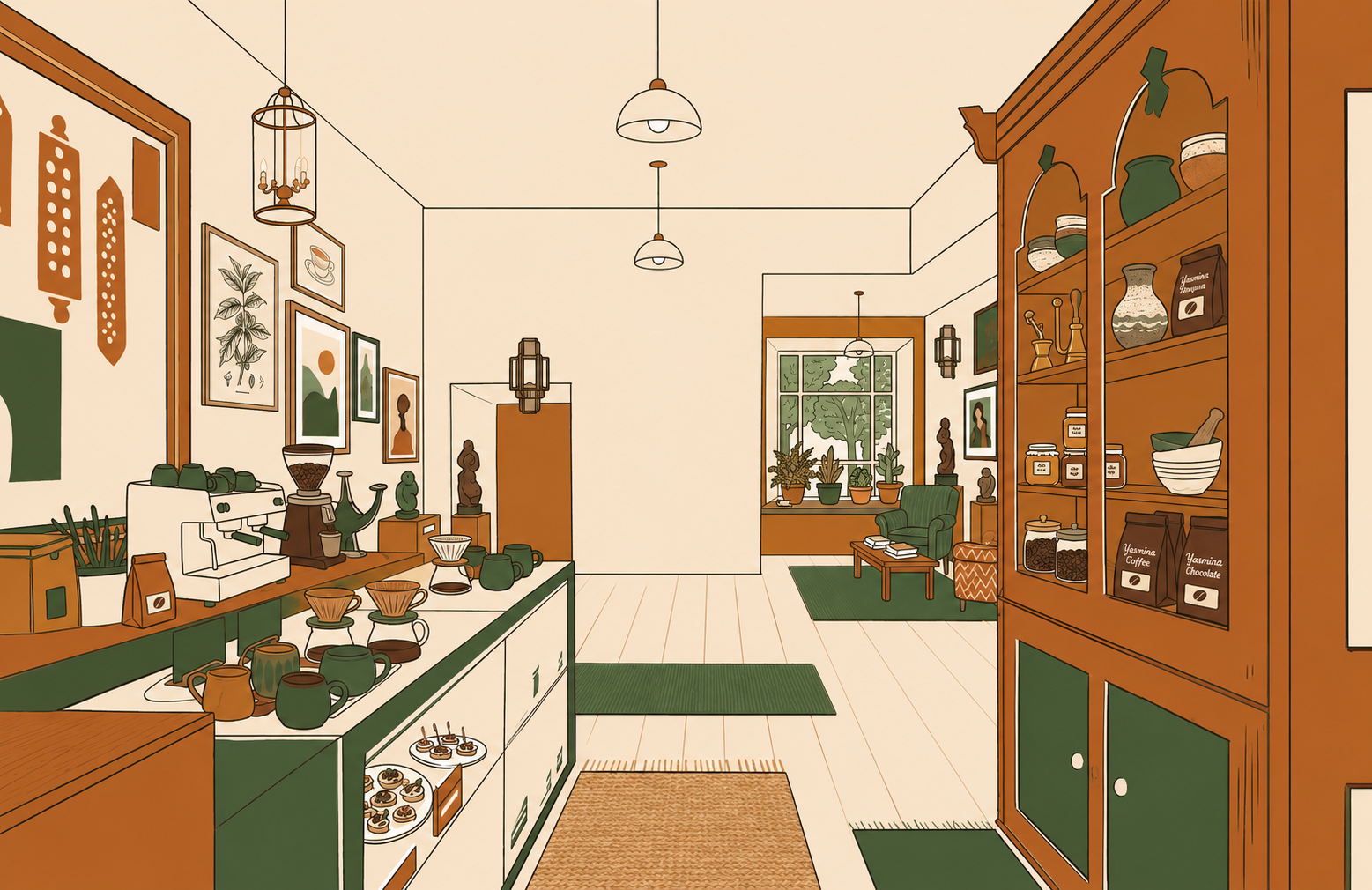 Warm café interior